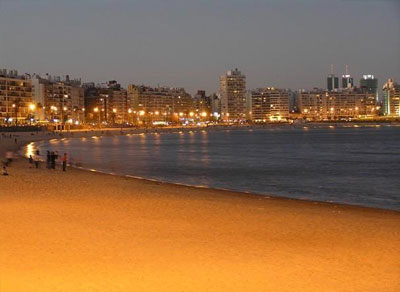 A beach along La Rambla in Montevideo