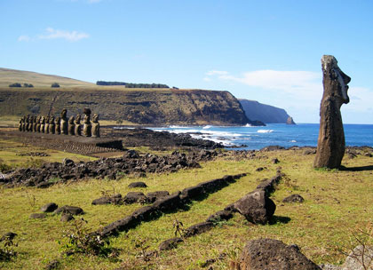 Easter Island and some monolithic moai statues