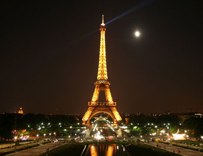 The Eiffel Tower beautifully lit at night