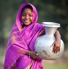 A young girl wearing a traditional sari