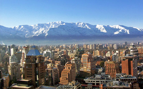 The Santiago skyline in winter