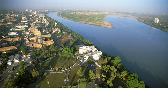 The Nile River over the Presidential Palace in Khartoum